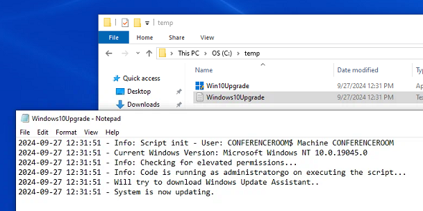 Image of the log file